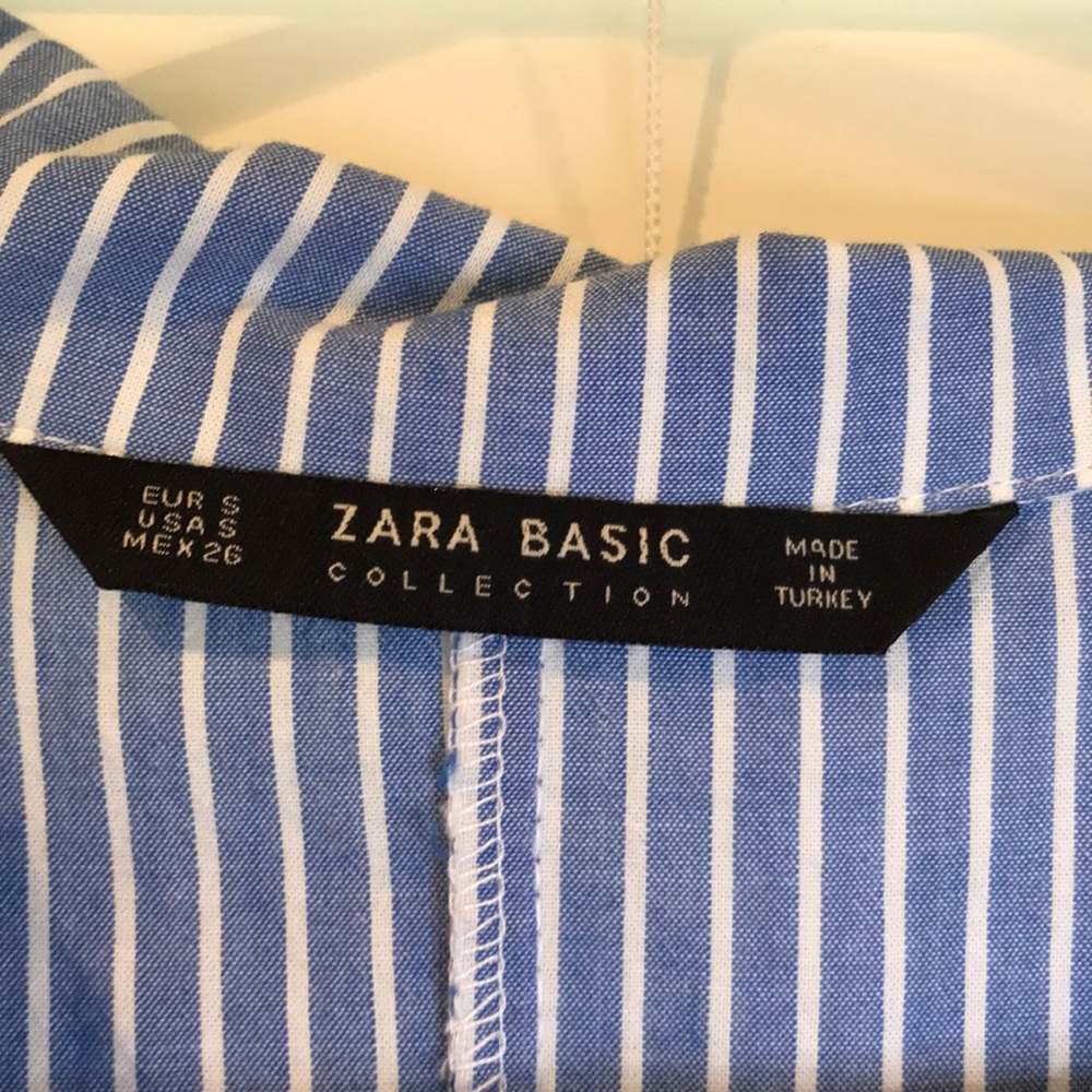 ZARA BLUE AND WHITE PINSTRIPE DRESS WITH LACE SZ S - Picture 6 of 6